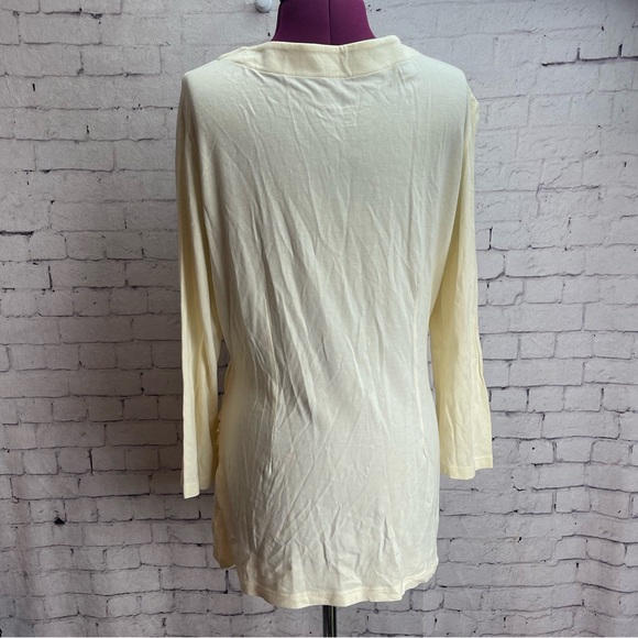 Soft Surroundings cream colored surplice v neck faux wrap top size large - Picture 3 of 5